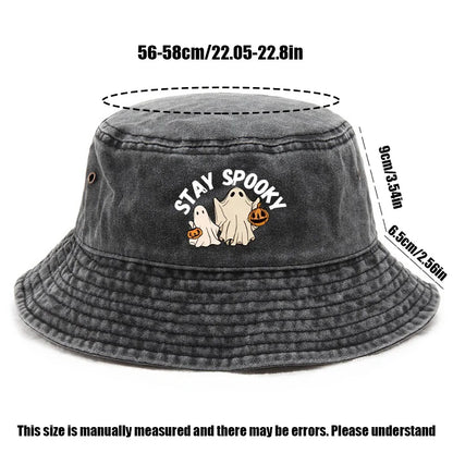 Halloween Themed Atmosphere "STAY SPOOKY" Printed Cap Bucket Hat