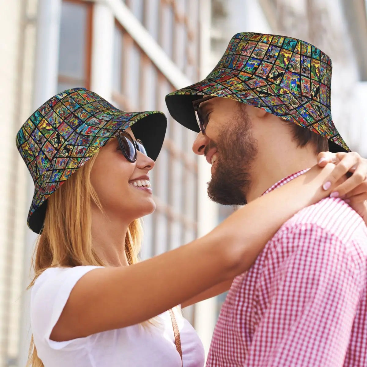 Vintage Superhero Comic Book Collection Pattern Bucket Hat