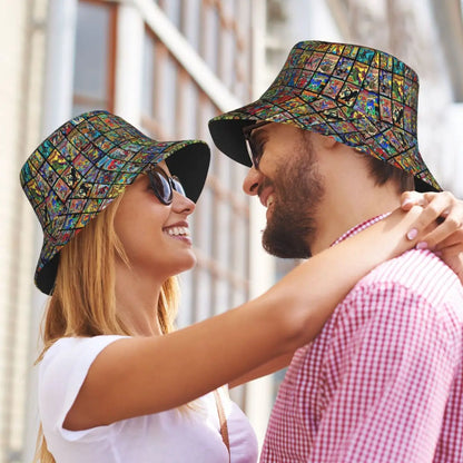 Vintage Superhero Comic Book Collection Pattern Bucket Hat