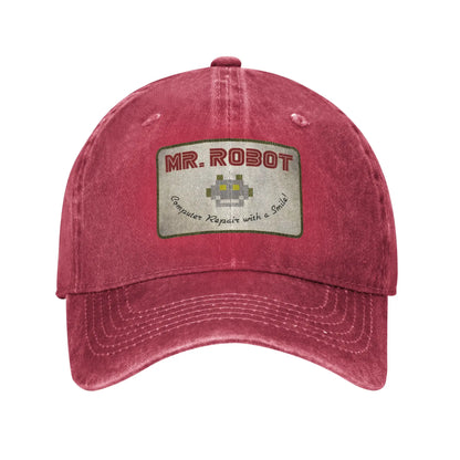 10 Styles Computer with Sourires Anime Funny Mr Robot Retro Cowboy Washed Baseball Caps
