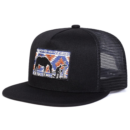 Unisex Horse Cross Embroidery Hip-hop Net Hats Spring Summer Adjustable Snapback Caps