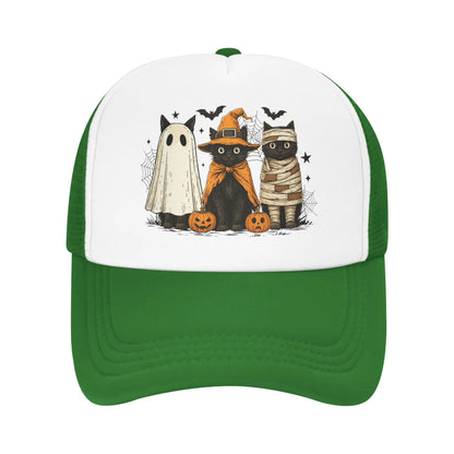Retro Black Cat Witch Scary Halloween Pumpkin Baseball Cap