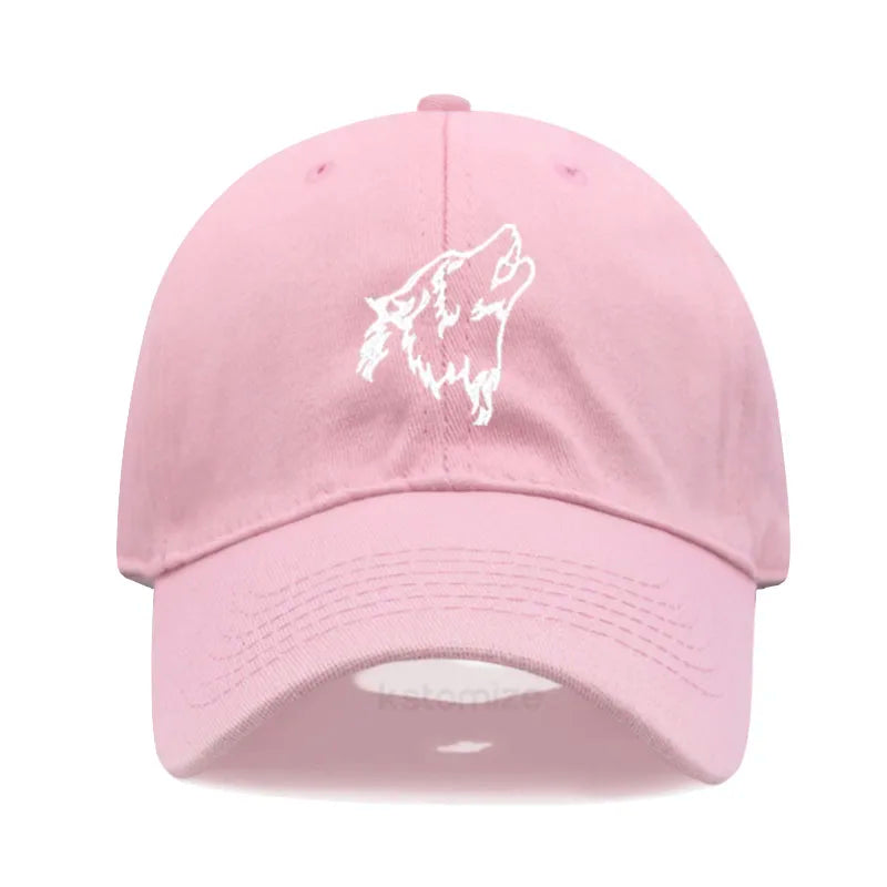 Wolf Embroidered Baseball Cap For Women Men