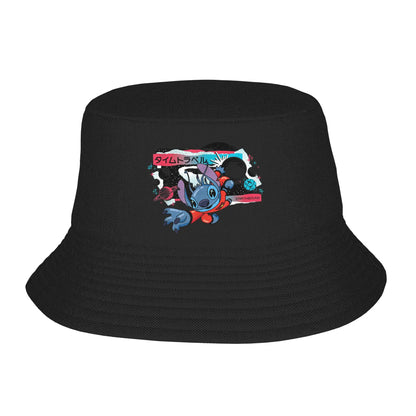 Streetwear Cartoon Stitch Bat Halloween Bucket Hat Girl