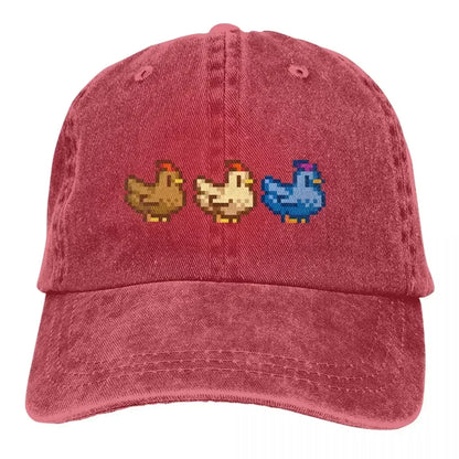 3 Chickens Baseball Cap Stardew Valley Game Abigail Sebastian Caps