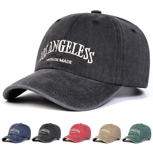 LOS ANGELESS Embroidery Wash Baseball Caps