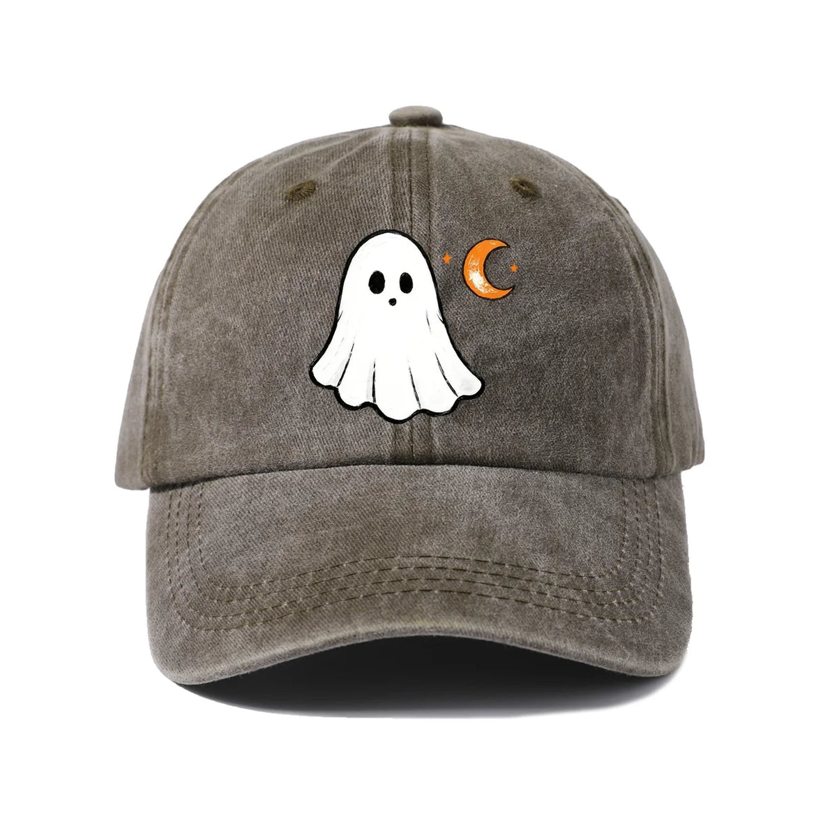 Ghost And Crescent Moon Graphic Baseball Cap