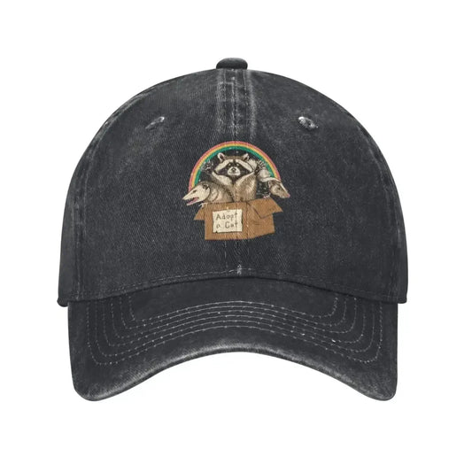 Stray Cats Raccoon Mammal Personalized Retro Denim Washed Baseball Cap