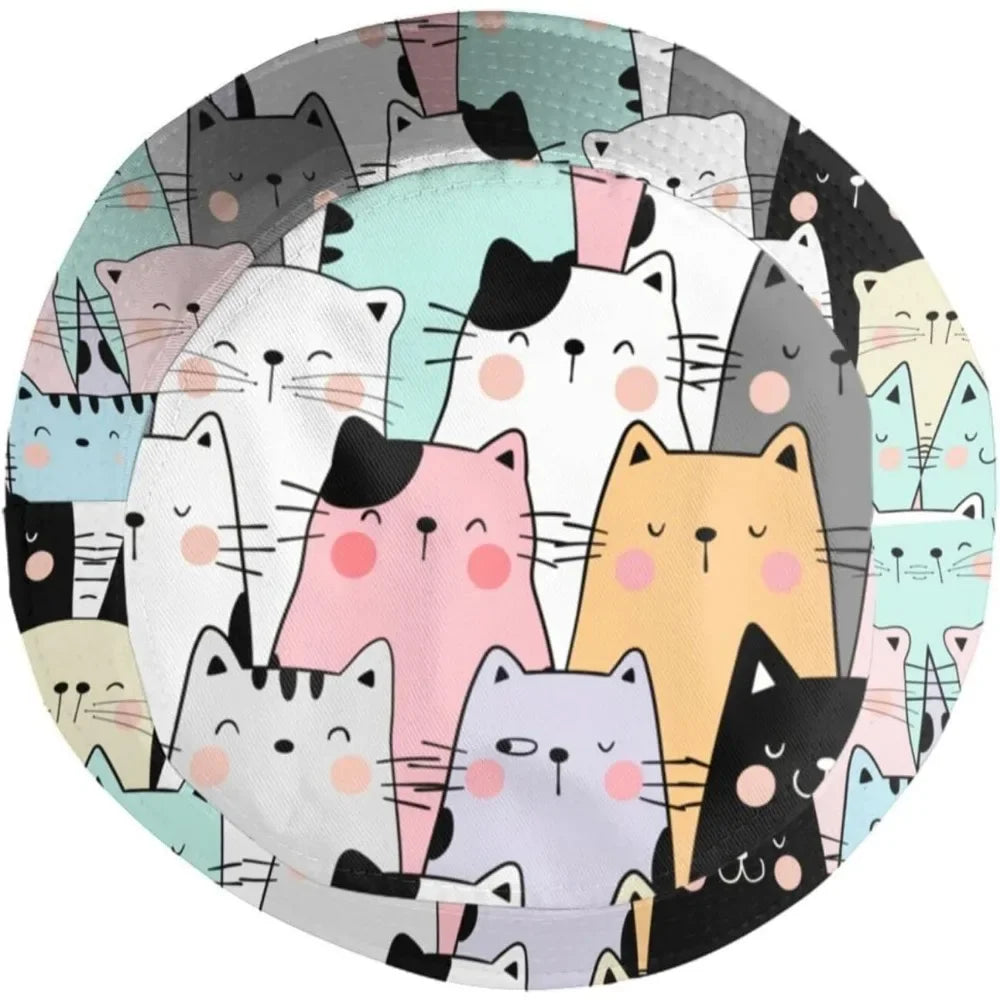 Cute Cat Fisherman Cap Hip Hop Gorras Summer Unisex Cartoon Cat