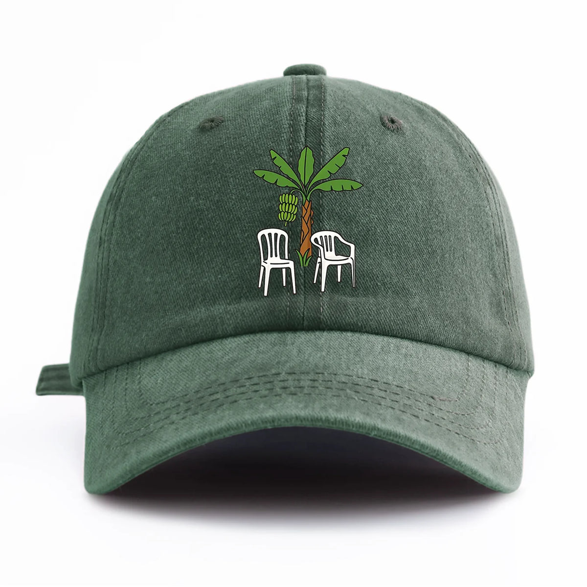 Chair And Tree Print Washed Baseball Cap