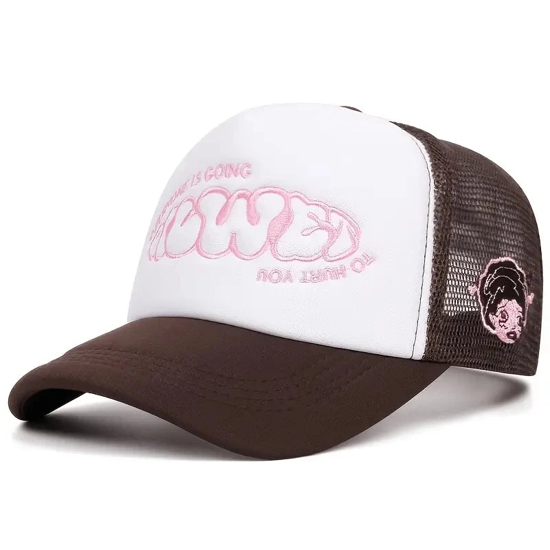 A Little Girl With A Crying Face A Sponge Embroidered Baseball Cap