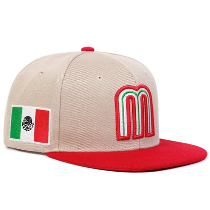 Unisex M Letter Mexico Flag Embroidery Hip hop Hats