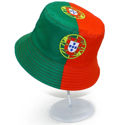 Bucket Hats Double-Sided Wearable Fishing Cap Portugal Flag