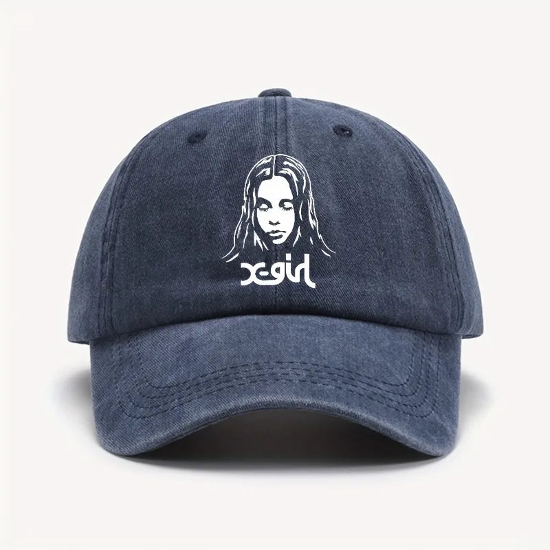 Girl Printed Baseball Cap Unisex Vintage Wash Sun Hat