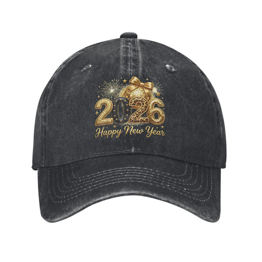 Summer Happy New Year Party 2026 Disco Ball Bow Baseball Cap