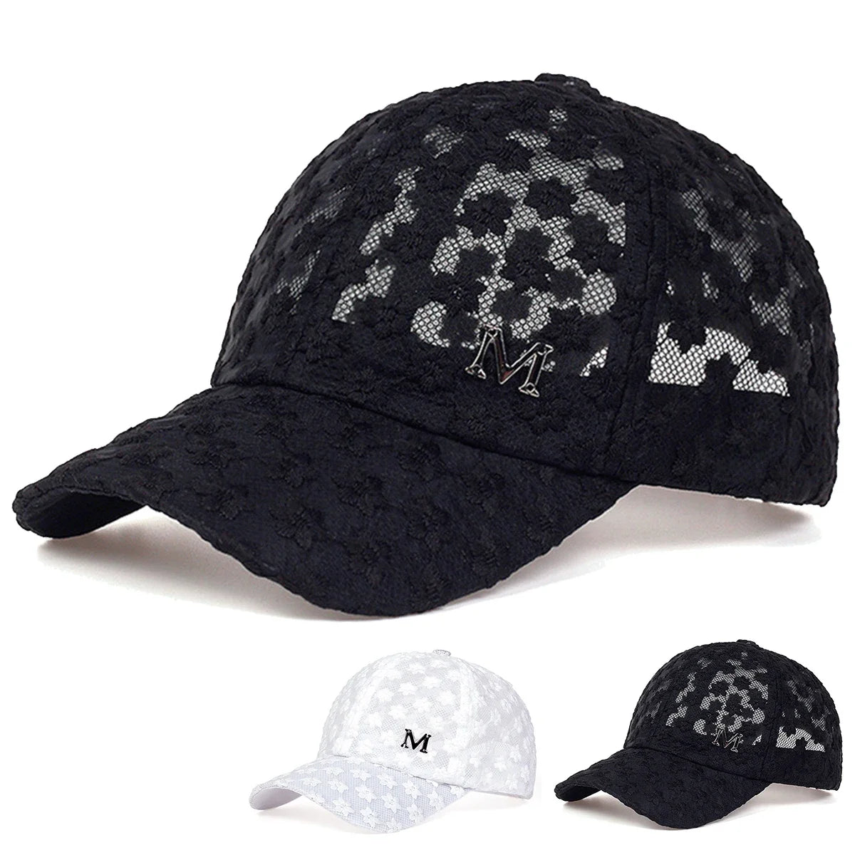 Unisex M Label Lace Breathable Baseball Net Caps Hip Hop Cap Spring Summer