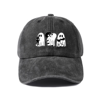Vintage Washed Ghosts Holding Black Cats Graphic Baseball Cap