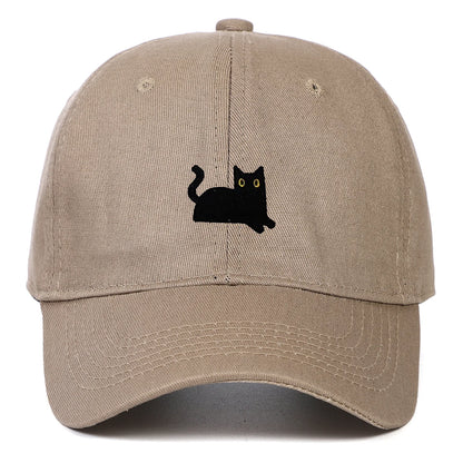 New Cute Cat Embroidery Soft Top Baseball Cap