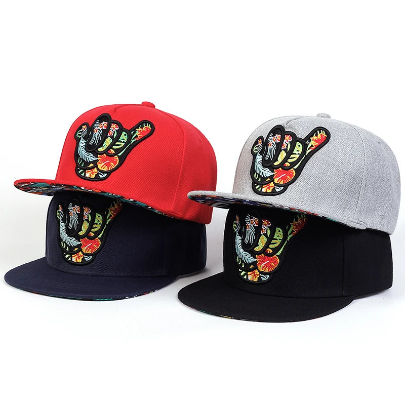 Unisex Fingers 666 Embroidery Hip-hop Hats Snapback Cap Baseball Caps Sunscreen Hat