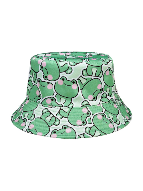 Cartoon-Style Playful Frog Bucket Hat