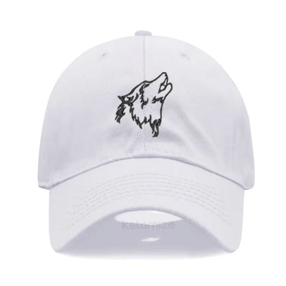 Wolf Embroidered Baseball Cap For Women Men