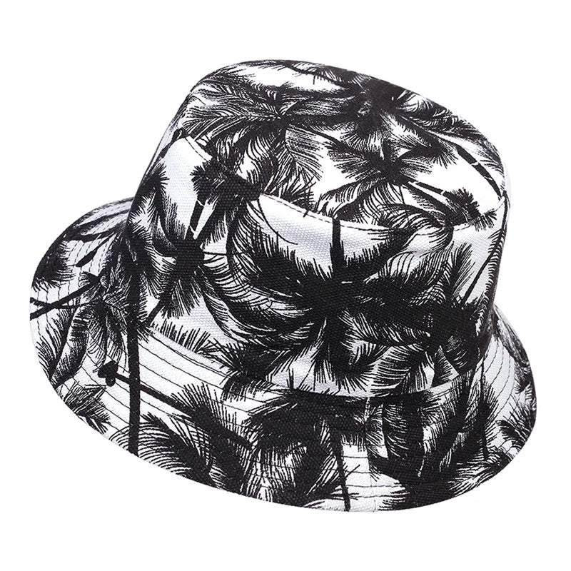 Unisex Tropical Coconut Tree Print Personality Bucket Hats