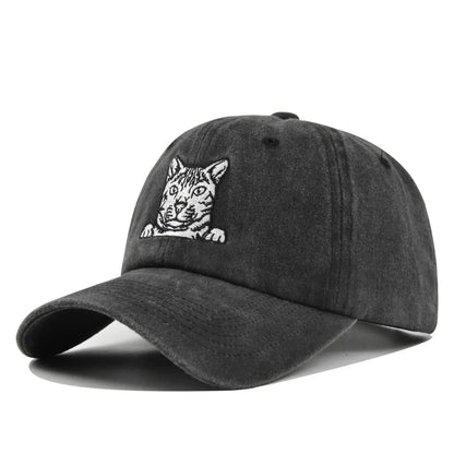 Vintage Cat Embroidery Baseball Cap
