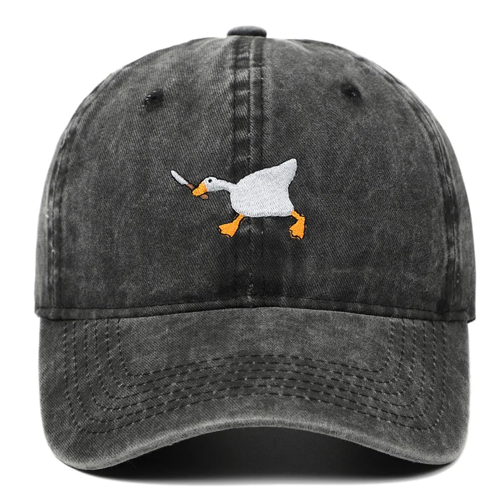 Fashion Embroidery Goose White Goose Baseball Cap Men Women