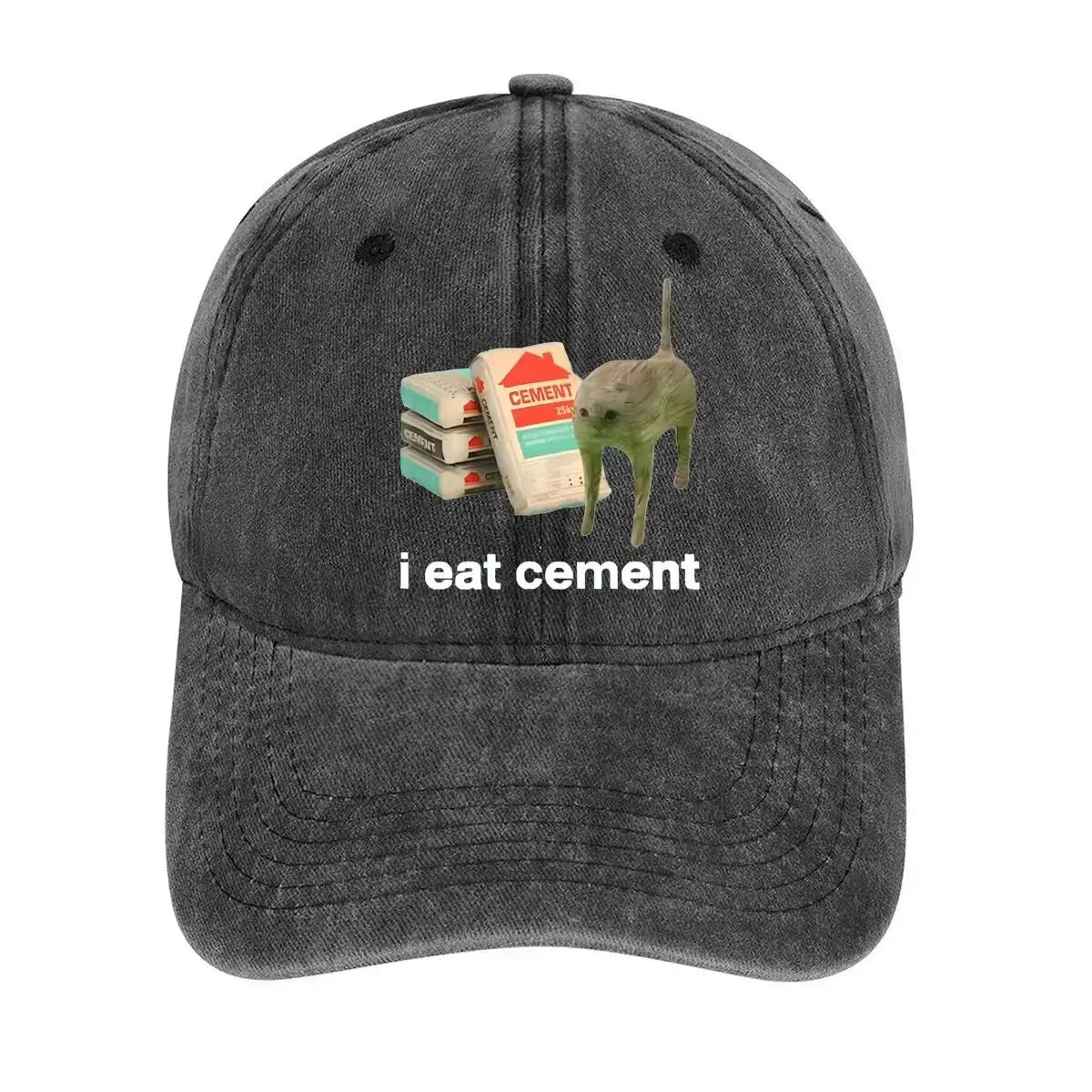 I Eat Cement Humorous Cat and Cement Design Humorous Baseball Cap