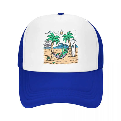 Custom Summer Beach Alien Surfing Baseball Cap