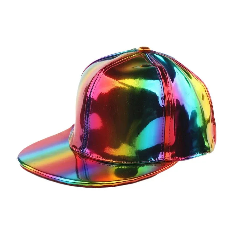 Fashion PU Rainbow Color Changing Hiphop Baseball Cap Snapback Hat