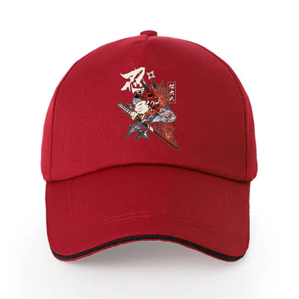 Summer Baseball Cap Solid Cotton Sun Hat Samurai Print