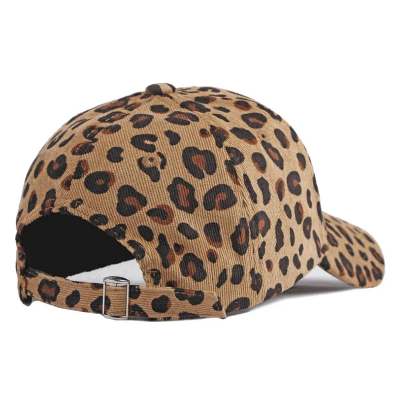 Women Winter Hat Leopard Pattern Corduroy Baseball Cap Men