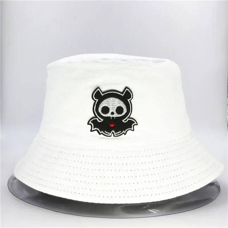 Four Seasons Cartoon Ghost Embroidery Cotton Bucket Hat