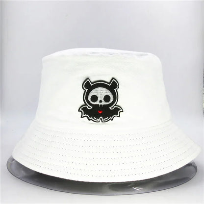 Four Seasons Cartoon Ghost Embroidery Cotton Bucket Hat
