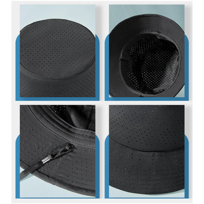 Summer Sun Hat Men Women Quick-drying Mesh Panama Cap Outdoor Flat Top Bucket Hat