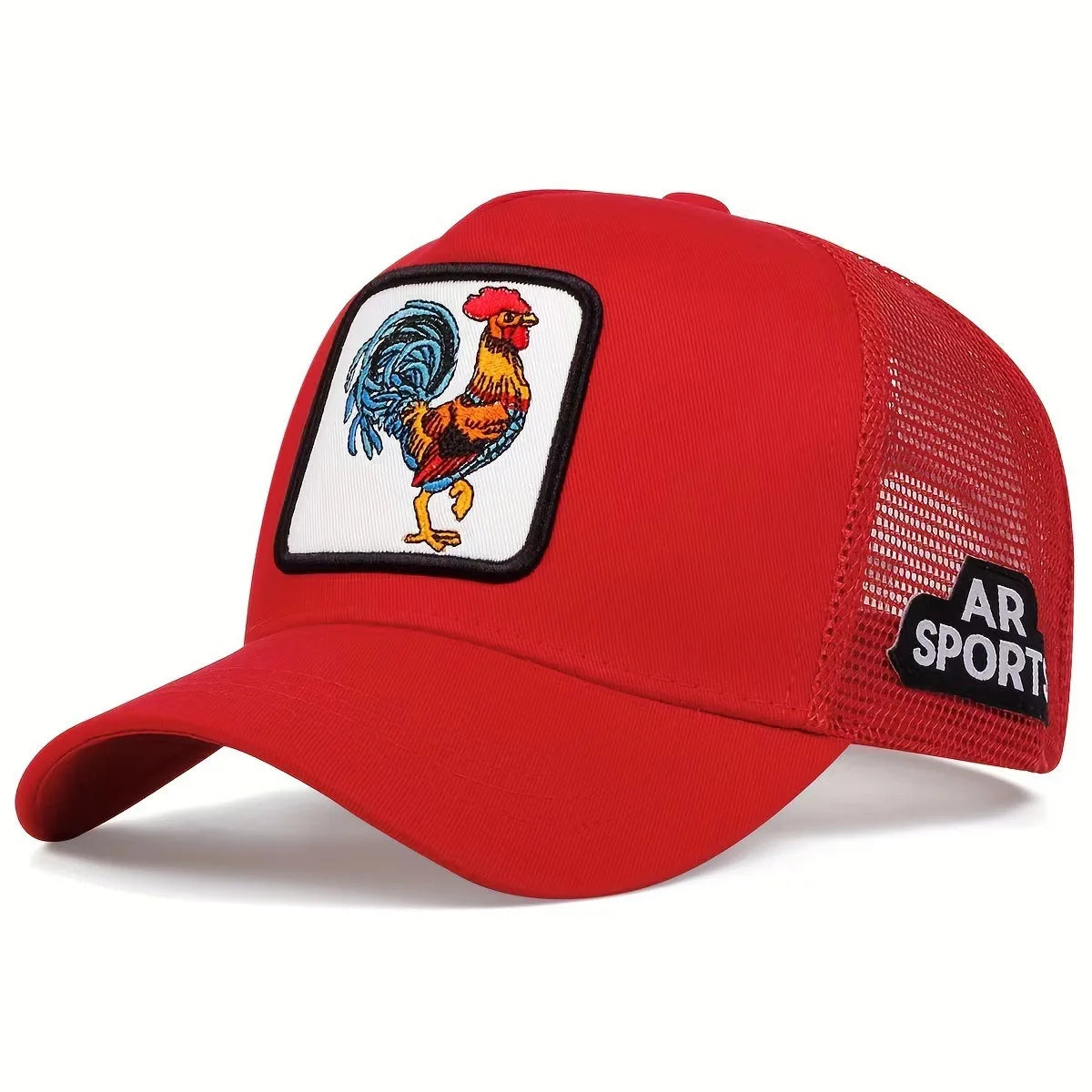 Spring New Animal Embroidery Net Rooster Hat Animal Baseball Hat