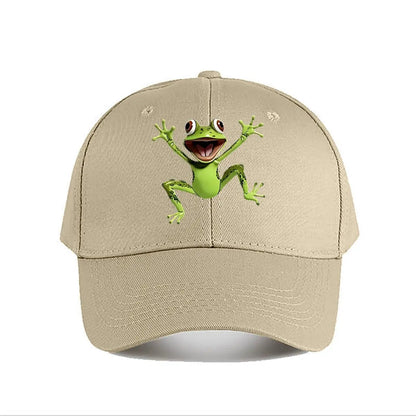 Cute Green Cartoon Frog Plastic Figurine Baseball Cap