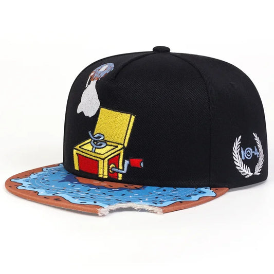Cartoon Big Eyes Cookie Bite Blue Snapback Hat Baseball Sports Cap Sunscreen Hat