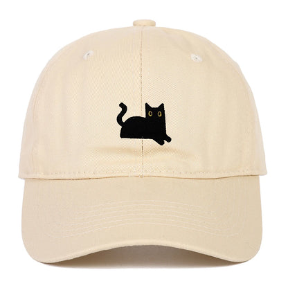 New Cute Cat Embroidery Soft Top Baseball Cap