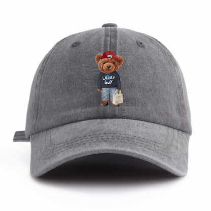 Tote-bag Bear Print Washed Baseball Cap For Adults