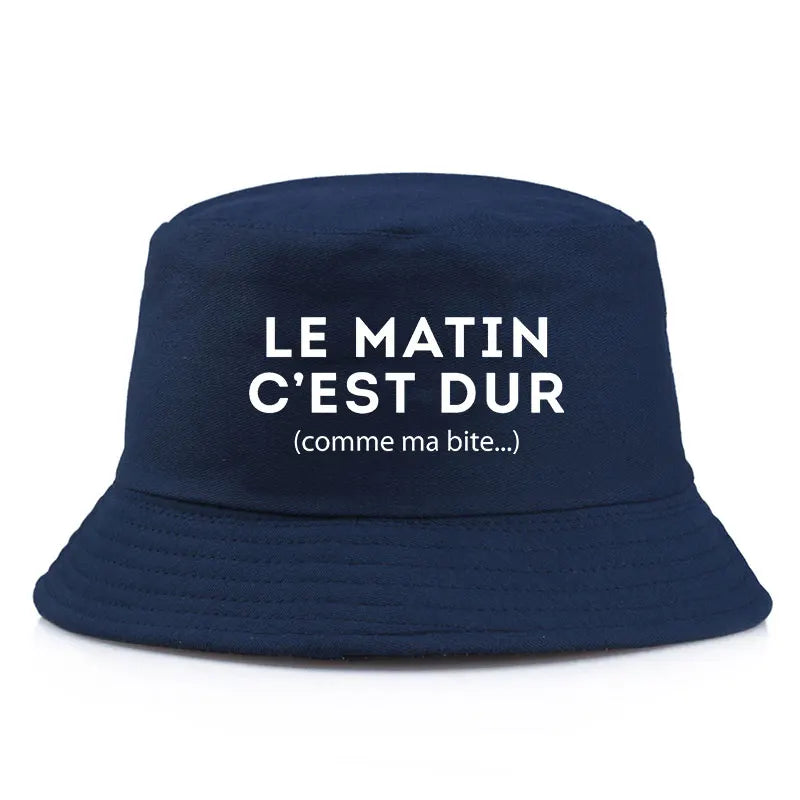 Adult Reversible Bob Le Matin C’est Dur Comme Ma Bite Print Bucket Hat