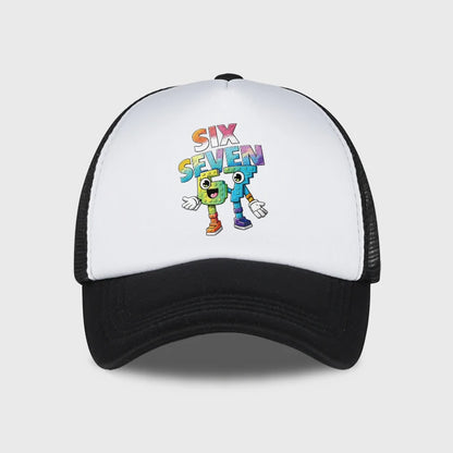 Six Seven Cartoon Number Print Sponge Mesh Baseball Cap
