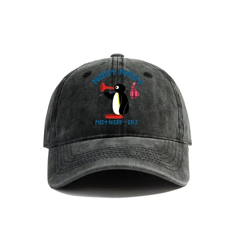 Noot Noot Pingu Distressed Baseball Cap Angry Pingu