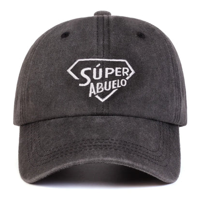 Unisex SUPER ABUELO Letter Embroidery Wash Baseball Caps