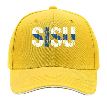 Sisu Finnish Word Resilience Text Art Print Sandwich Baseball Cap