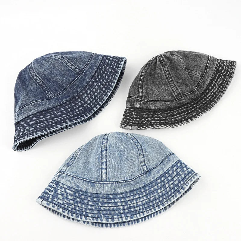 Denim Bucket Hat Women Fisherman's Hat Bucket Hat Unisex Bob Caps Hip Hop Gorros Men