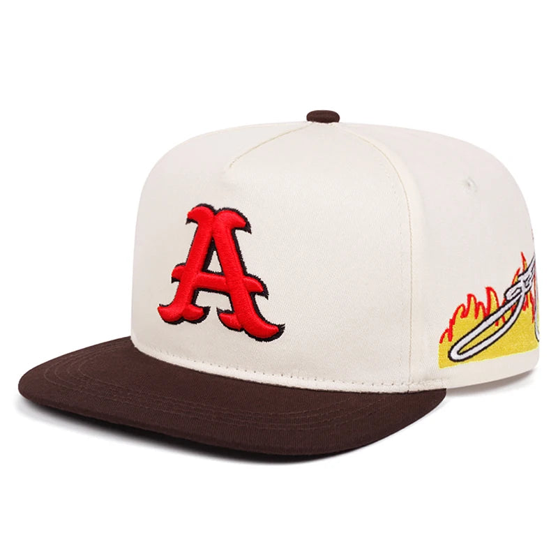 New Flat Edge Hat A Letter Embroidered Street Hip Hop Snapback Caps