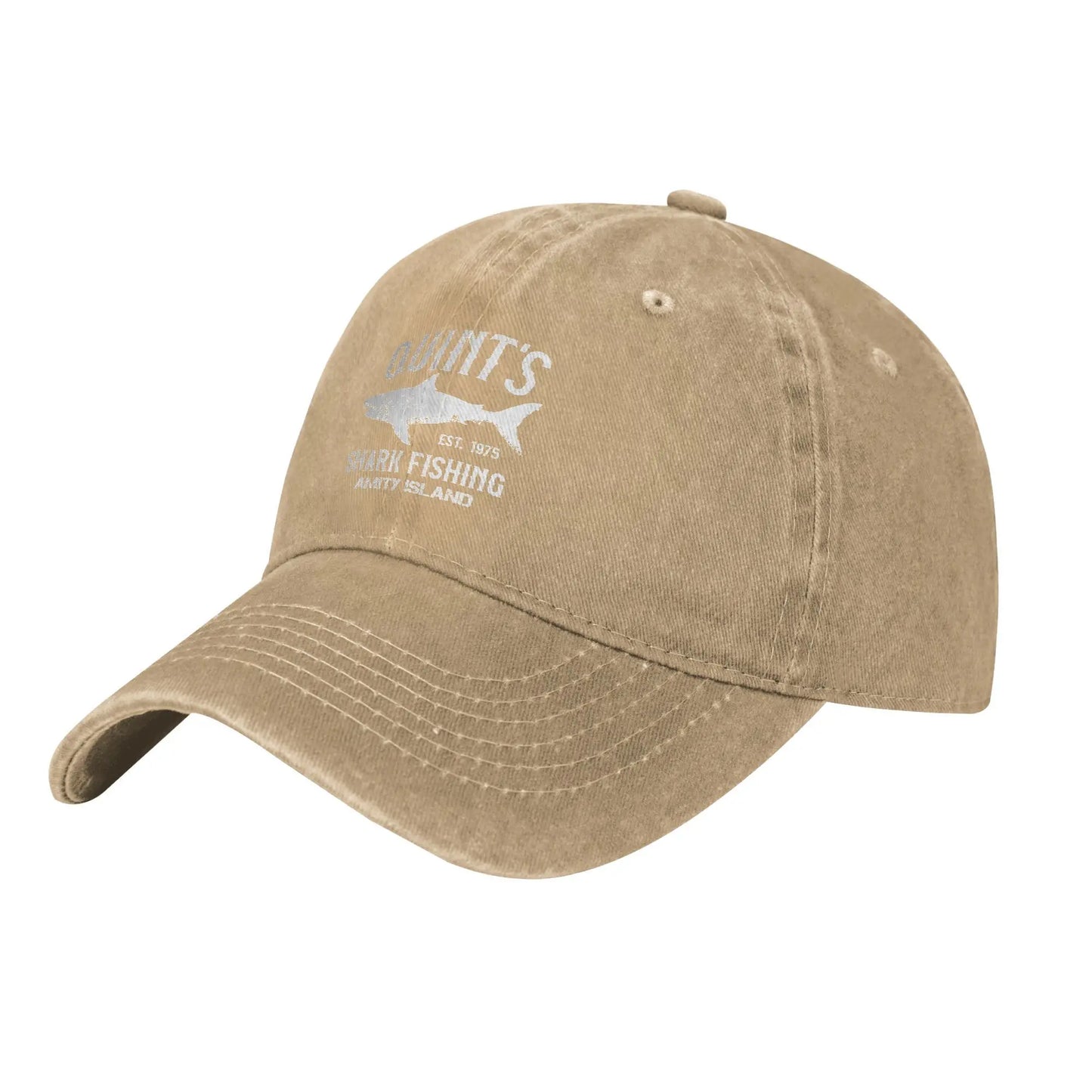 Fashion Quint's Shark Fishing Baseball Caps Distressed Washed Amity Island 1975 Jaws