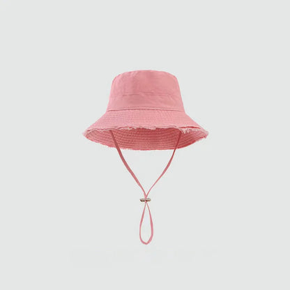 Summer Fisherman Cap for Women Korean Pink Large-Brimmed Bucket Hat